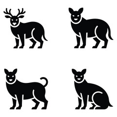Deer dog cat animal icons reindeer