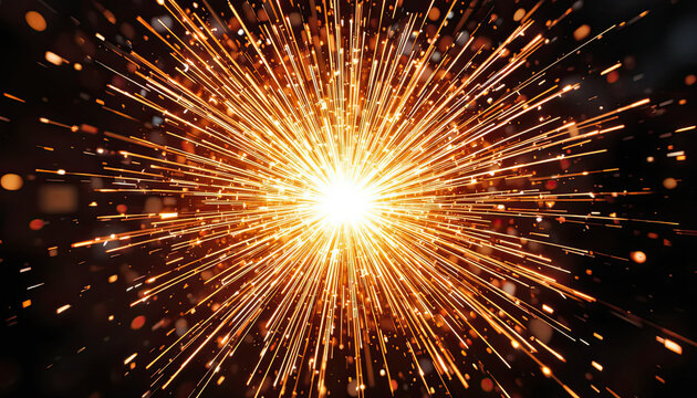 Experience the exhilarating burst of vibrant, dynamic orange sparks radiating outwards, creating a dazzling, explosive spectacle of light and energy perfect for celebratory or impactful visuals.
