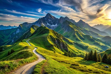 Obraz premium Majestic Mountain Vista: Inspiring Fitness & Outdoor Adventure Landscape