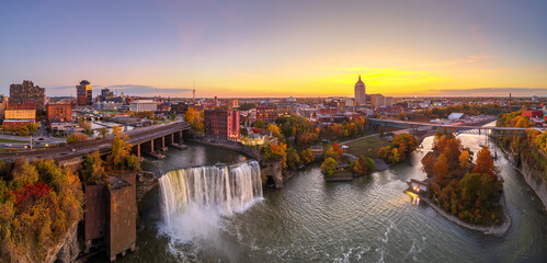 Rochester, New York, USA cityscape on the Genesee River and High Falls © SeanPavonePhoto
