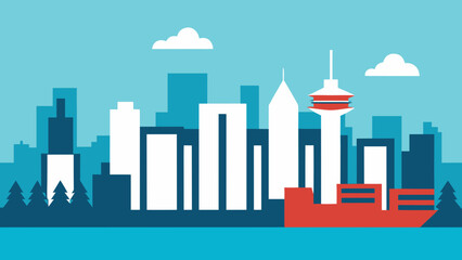Fototapeta premium Iconic British Columbia Vancouver skyline a stunning urban landscape with mountains