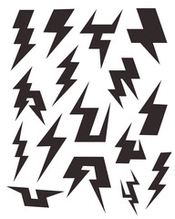 Lightning bolt icons set. Different flash icon symbol set Vector illustration