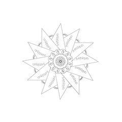 Geometric Star Mandala – Abstract Black and White Decorative Circular Pattern Vector