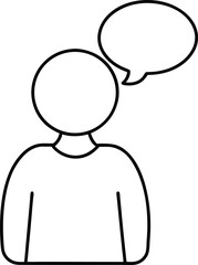 Minimal Outline Person With Chat Bubble Icon.