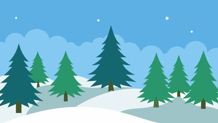 Obraz premium Serene coniferous forest blanketed with snow a peaceful winter wonderland scene