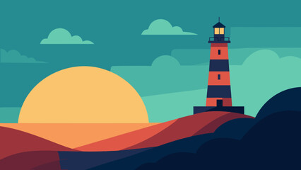 Admire a Distant Lighthouse Beacon a Symbol of Guidance and Hope on the Coastal Horizon