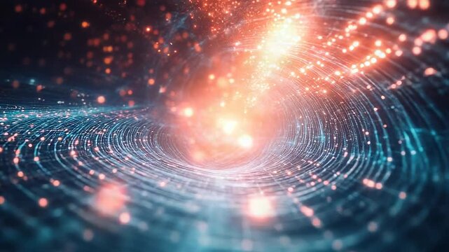 Wormhole tunnel representing speed and time travel through spacetime continuum