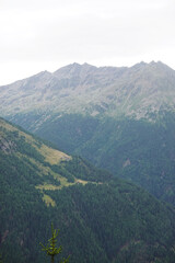 The view opening from the hiking path to Peerler lake, Oetztal valley near Soelden, Austria     