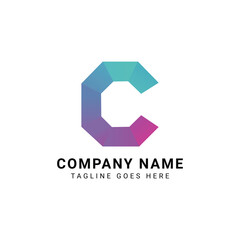 Geometric Letter C Logo with Gradient Colors and Company Name Tagline Text alphabet