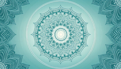 Teal mandala pattern symmetrical design abstract background decorative element spiritual art.