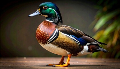 Obraz premium Colorful duck, side profile, vibrant plumage