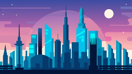 Obraz premium Explore a Futuristic City Skyline with Modern Architecture and Advanced Urban Infrastructure