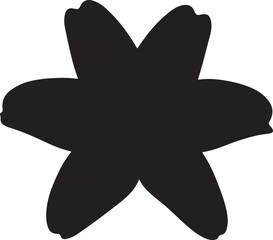 Lily Icon flower Icon in silhouette top view white background.