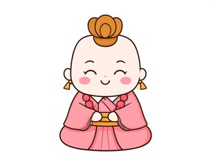 Cute chibi character in traditional attire