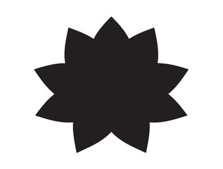 Lotus flower Icon in silhouette top view white background.