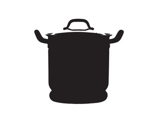 Metal Pot in silhouette white background.