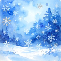 Winter Snowscape Watercolor Painting