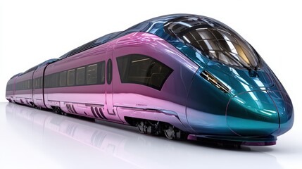 Fototapeta premium Futuristic High Speed Train Design Modern Rail Transport Purple Teal Gradient