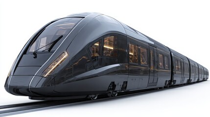 Naklejka premium Sleek Modern High Speed Train Design on White Background Futuristic Rail Transportation