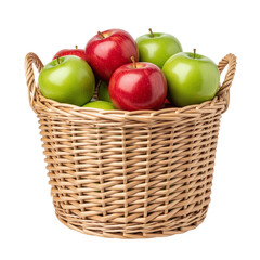 Wicker basket of fresh red and green apples