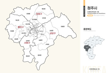 충청북도 청주시 행정동 윤곽선 지도