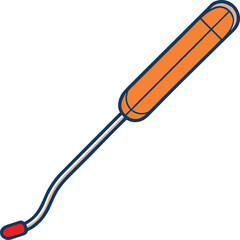 Stylized illustration of a water gun with orange body and red tip