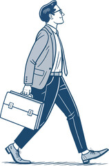 outline of a man walking with a briefcase minimal.
