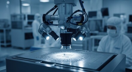 Microscale inspection of electrode surface uniformity using hightech imaging systems at a solidstate battery manufacturing site.