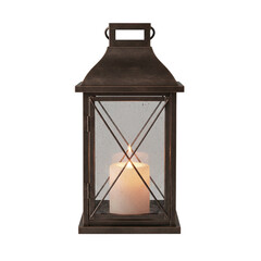 Rustic metal lantern with a glowing candle © PNG Lab