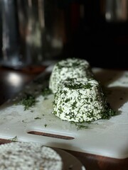fresh farm cheese with herbs