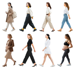 Obraz na płótnie Canvas PNG Diverse women walking confidently, element set on transparent background