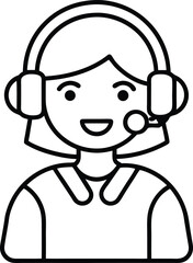 Person Outline with Headset Microphone Icon.