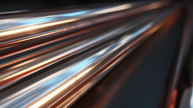 Abstract metallic rods with reflections ideal for industrial design and technology visuals