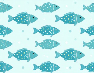 Cute fish pattern on a light teal background