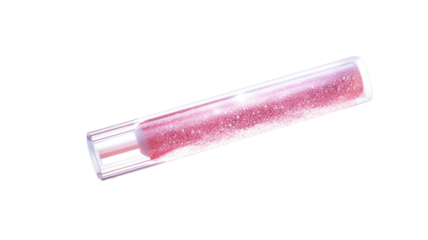 Lip gloss tube of pink sparkly lip gloss beauty makeup cosmetic illustration on white background