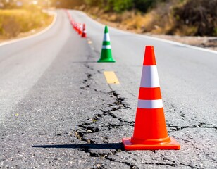 Road cones marking a repair or detour