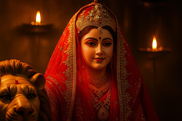 Divine Navratri Goddess blessing devotees with radiant aura and grace