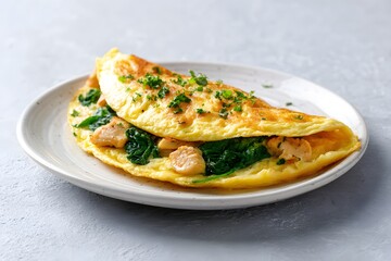 Delicious Chicken Spinach Omelet Ceramic Dish