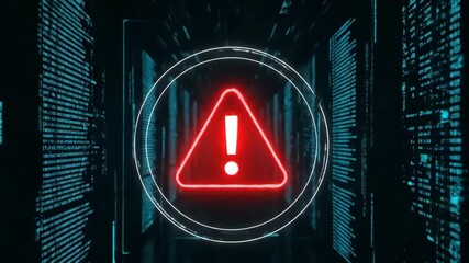Cyber Threat Red Alert in Digital Tunnel. - Powered by Adobe