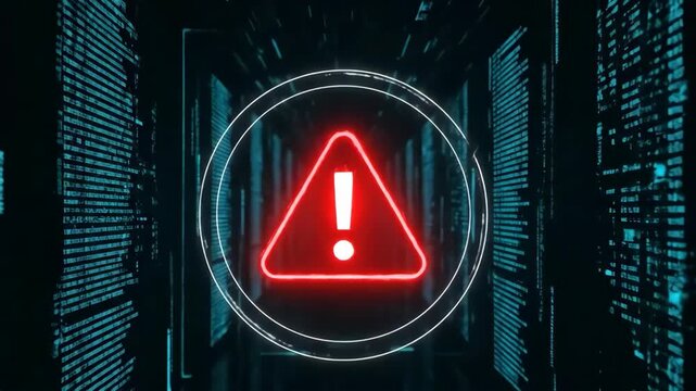 Cyber Threat Red Alert in Digital Tunnel.