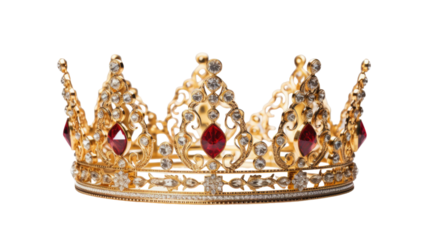 Golden crown royal headpiece symbol of power luxury and elegance illustration on white background