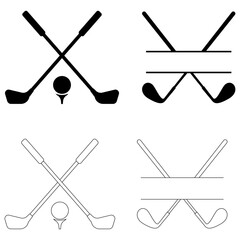 Golf club icon vector set. Golf illustration sign collection. Sport symbol. Golfing logo.