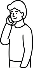 Simple Outline Person Talking On Mobile Phone Icon.