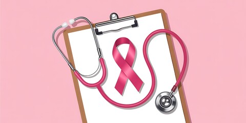 Raise awareness with this powerful breast cancer ribbon and stethoscope graphic for your next campaign