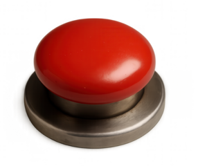 Big Red Button on Transparent Background Ready to be Pressed