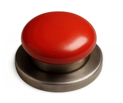 Big Red Button on Transparent Background Ready to be Pressed