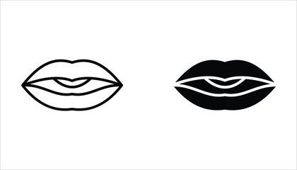 Lips icon set, Flat illustration of vector icon on white background.