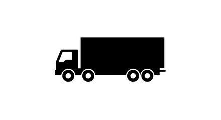 Fototapeta premium Big city delivery truck vehicle transporting important goods black white icon