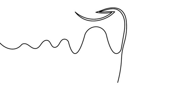 Minimalist teeth outline abstract continuous one line drawing 4k animation