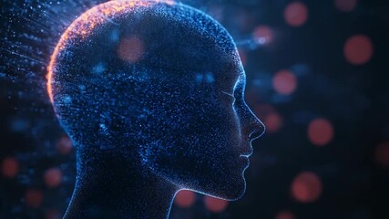 Artificial intelligence processing data in a human head shape - Powered by Adobe